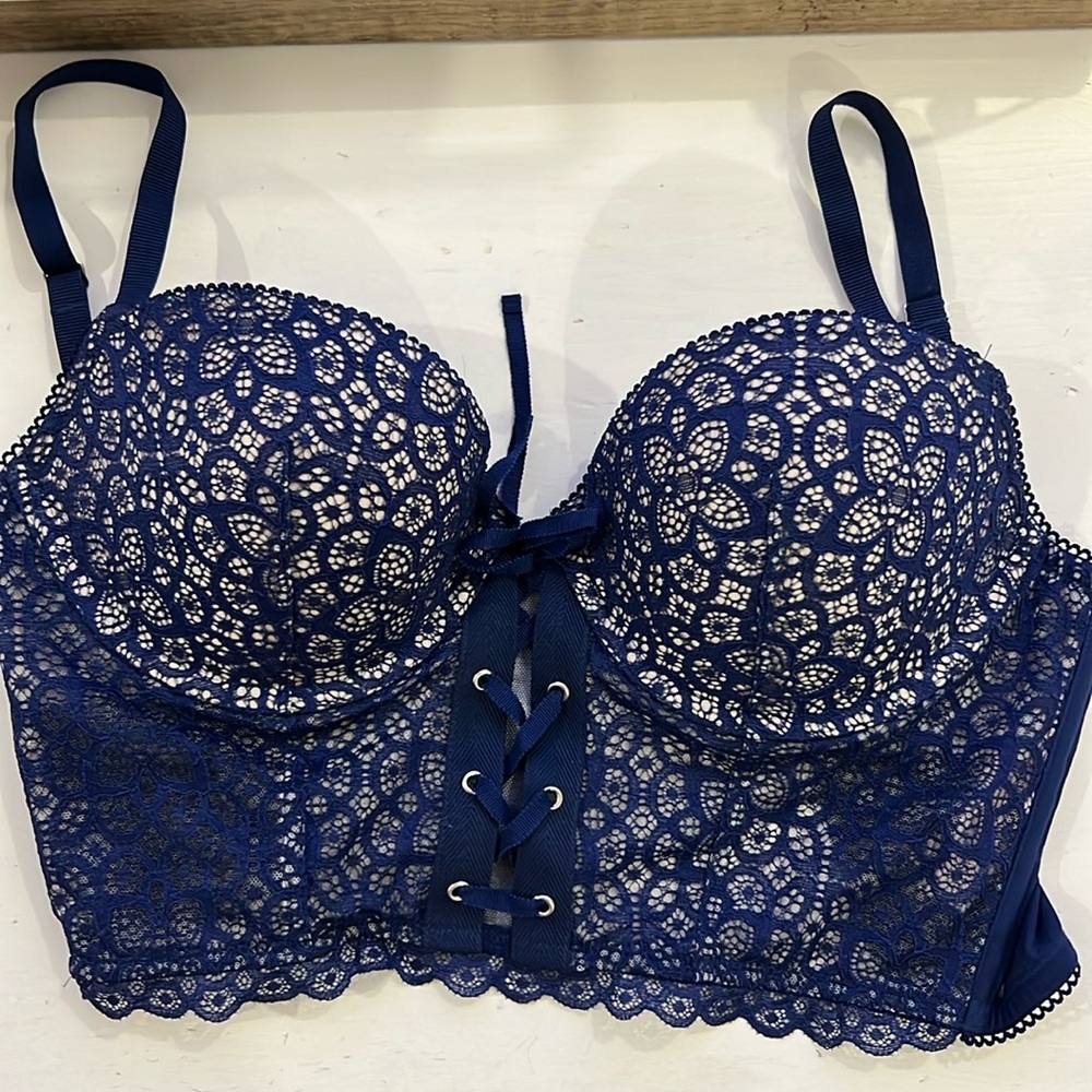 Blue lace corset Victoria Secret bra